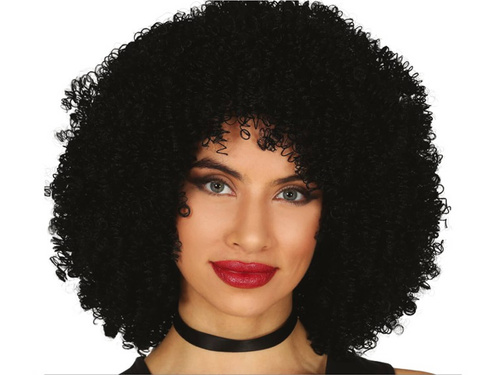 Peruca cu par negru cret - 1 buc.