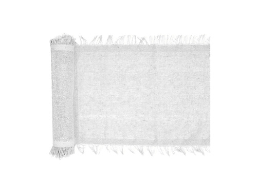 Decorațiune de masă cu ciucuri - alb - 26 cm x 3 m - 1 buc.
