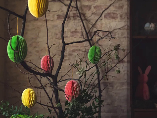 Rozeta de agățat decor galben ou - 12 cm - 1 buc.