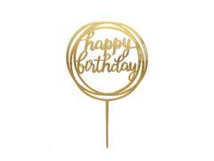 Plexiglas tort topper Happy Birthday aur - 1 buc.