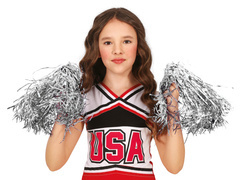 Pompoane argintii pentru majorete - 2 buc.