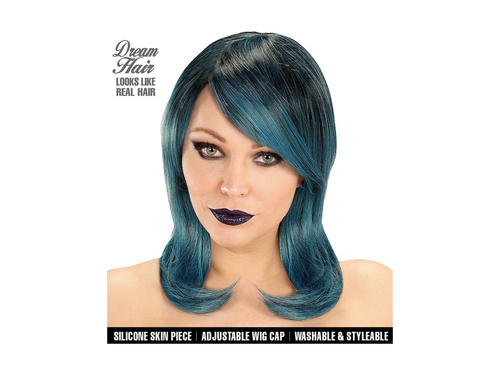 Peruca neagră, albastră și verde Megan Dream Hair