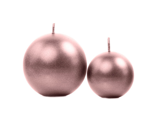 Lumânare cu bilă metalică, roz auriu - 8 cm - 1 buc.