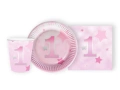 Set de hârtie pentru petrecerea aniversară Stars roz - 44 buc.