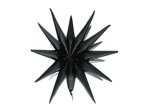 Balon 3D cu stea neagră mată din folie - 50 x 46 cm - 1 buc.