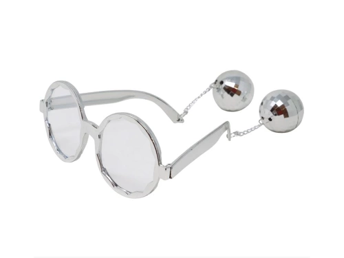 Pahare argintii cu mini bile disco - 1 buc.