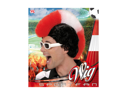 Peruca evantai roșu, alb și roșu