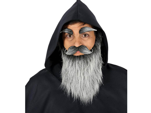 Barbă lungă gri cu sprâncene - 1 buc.