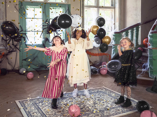 Fustă neagră cu model auriu