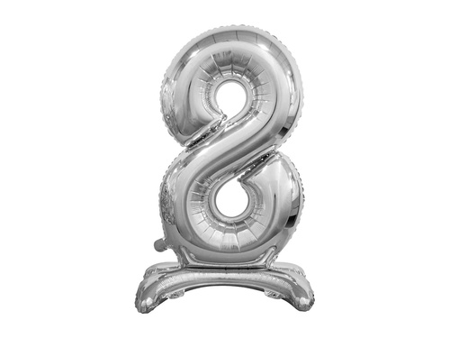 Balon folie în picioare numărul 8 argintiu - 74 cm