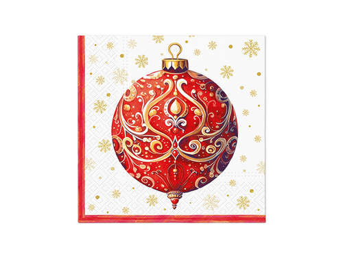 Șervețele de Crăciun cu globuri roșii - 33 cm - 20 buc.