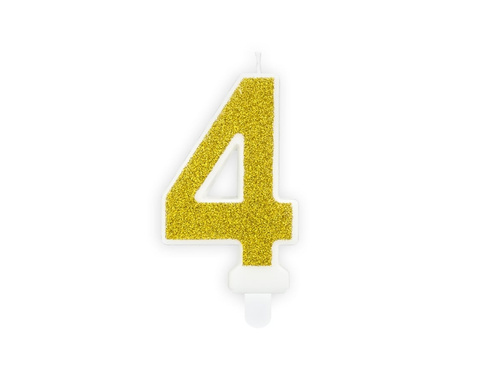 Lumânare numerică cu sclipici - 4 - 1 buc.