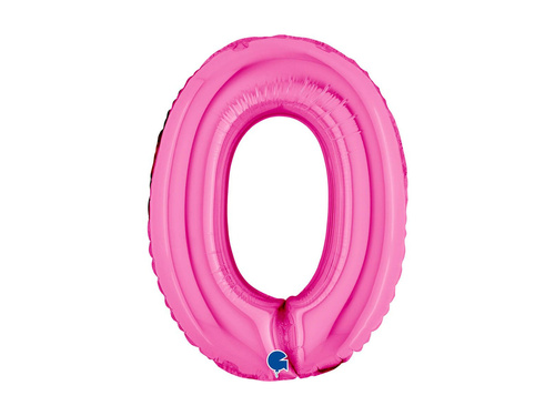 Balon din folie numărul 0 fuchsia - 14" - 1 buc.