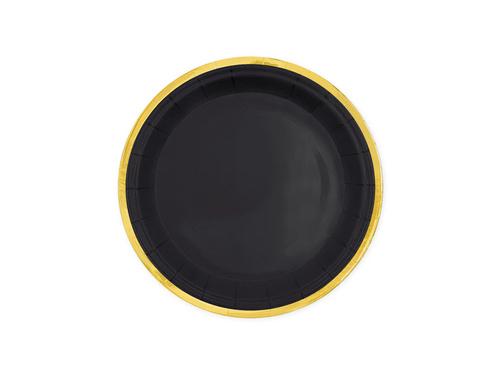 Farfurii negre cu margine aurie - 18 cm - 6 buc.