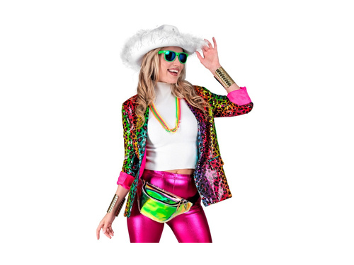 Party Fashion jachetă de petrecere - paiete curcubeu cu imprimeu leopard