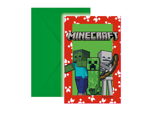 Invitații aniversare Minecraft - 6 buc.