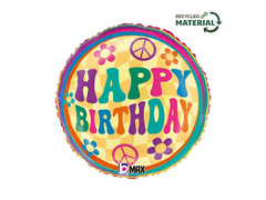Balon de folie Retro Happy Birthday - 45 cm - 1 buc.