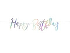 Banner iridescent cu inscripția Happy Birthday - 62 cm - 1 buc.