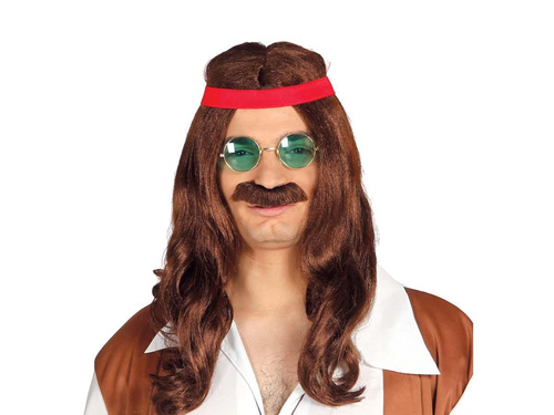 Peruca hippie cu mustață
