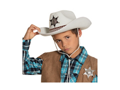 Pălărie de cowboy pentru copii Sheriff alb