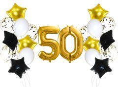Set baloane aniversare 50 de ani aurii și negre - 21 buc.