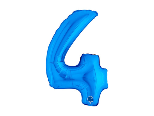 Balon din folie numărul 4 albastru - 14" - 1 buc.