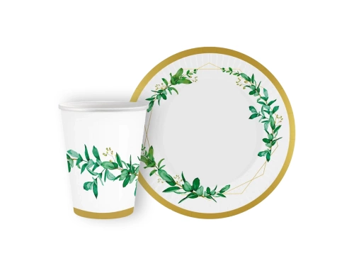 Set de hârtie albă cu frunze - 24pcs.