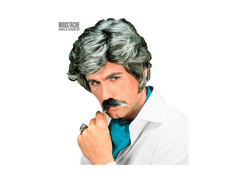 Peruca Playboy gri cu mustață