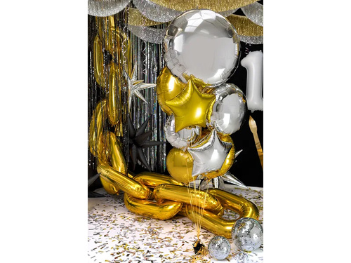 Balon rotund argintiu din folie - 35 cm - 1 buc.