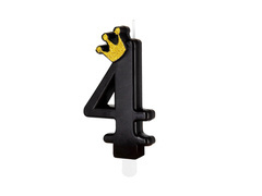 Lumânare numărul patru negru cu coroană - 4 - 1 buc.