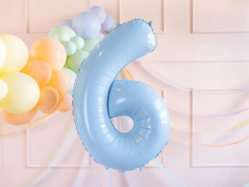 Balon din folie albastru cu numărul 6 - 72 cm - 1 buc.