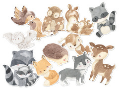 Decorațiuni cu două fețe Animale de pădure - 12 buc.