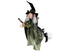 Decorațiune de agățat Vrăjitoare pe mătură - 100 cm - 1 buc.