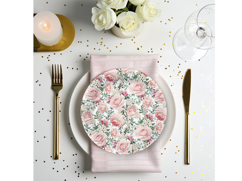 Farfurii de hârtie Trandafiri - 18 cm - 8 buc.