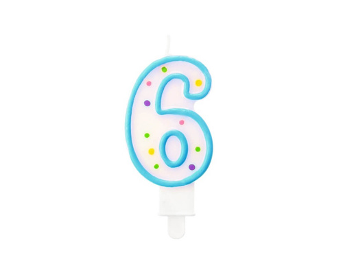 Lumânare număr șase cu puncte - 1 buc.
