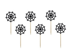 Halloween păianjen web muffin picks - 6 buc.