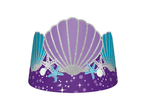 Diademă de hârtie Mermaid Wishes - 16 x 12 cm - 8 buc.