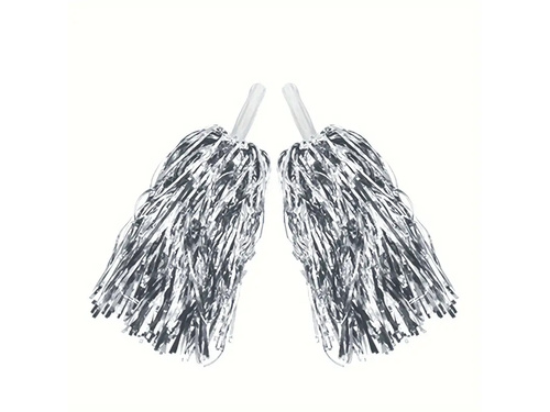 Pompoane metalice argintii pentru majorete - 2 buc.