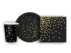 Set de hârtie neagră cu puncte aurii - 22 buc.
