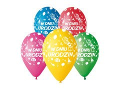 Baloane pastelate mix de culori On Birthday - 30 cm - 5 buc.