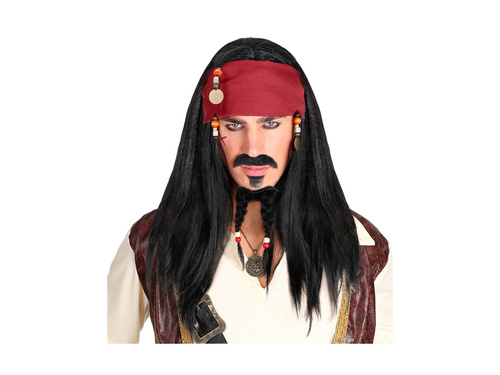 Peruca Piratul din Caraibe cu bandană și mărgele