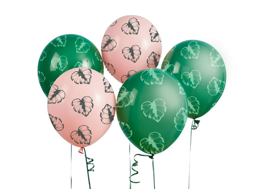 Baloane latex cu frunze tropicale - 30 cm - 5 buc.