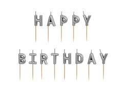 Pikers lumânări Happy Birthday semn - argint