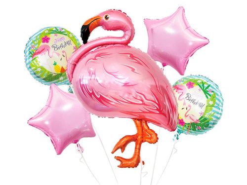 Buchet de baloane din folie Flamingo - 5 buc.
