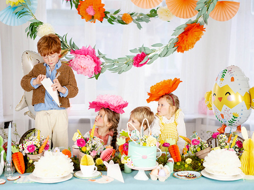 Rozeta de agățat decor iepuraș galben - 30 cm - 1 buc.