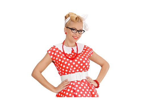 Brățară disco din anii '70 cu mărgele roșii.