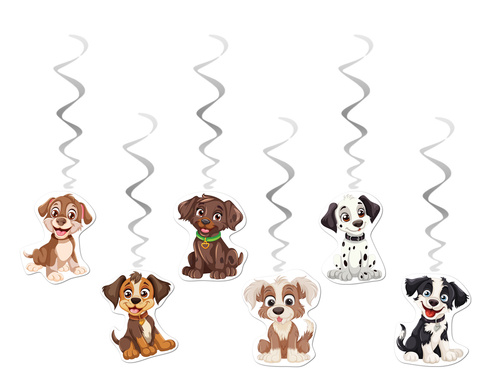 Decorațiuni suspendate Câini aniversați - 6 buc.