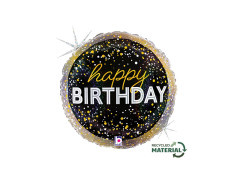 Metalic Happy Birthday Party balon rotund din folie - 14" - 1 buc.
