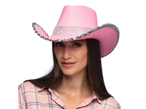Pălărie de cowboy cu paiete roz - 1 buc.