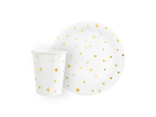 Set de hârtie albă cu stele aurii - 12 buc.